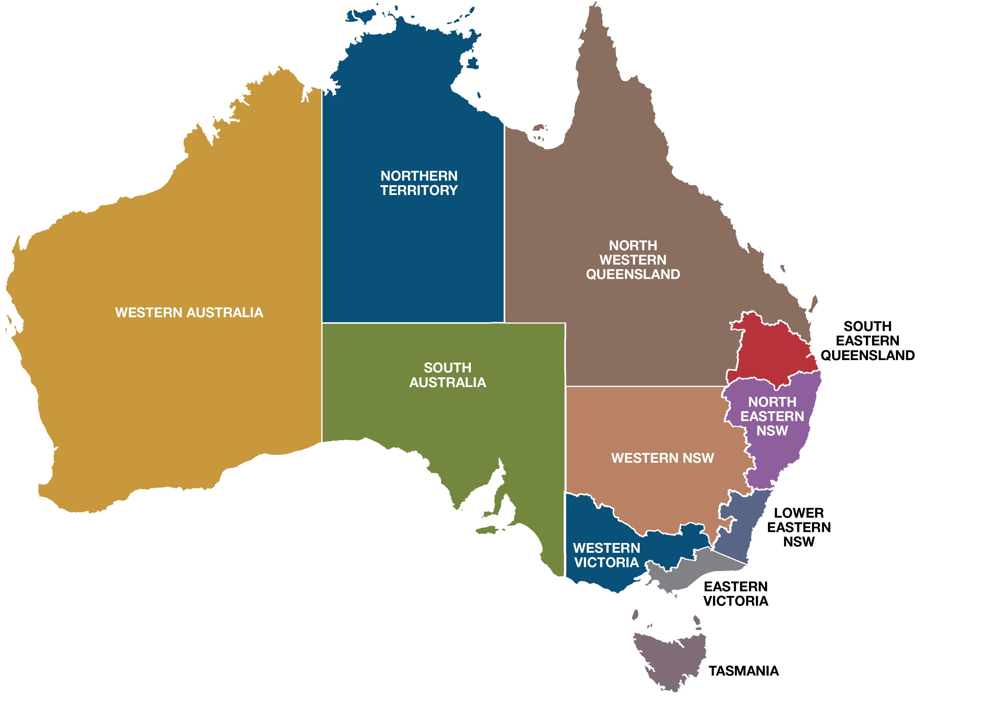 Australia Regioner Kart Kart Over Regioner Australia Australia Og